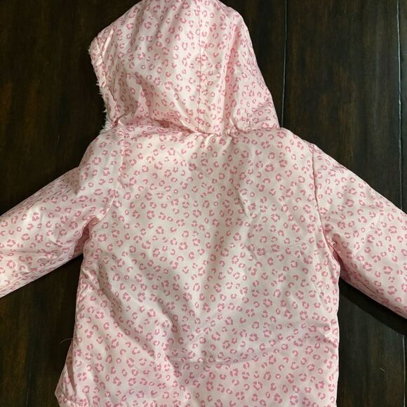 Girls 3T Pink Leopard Print Hooded Jacket - Picture 6 of 9